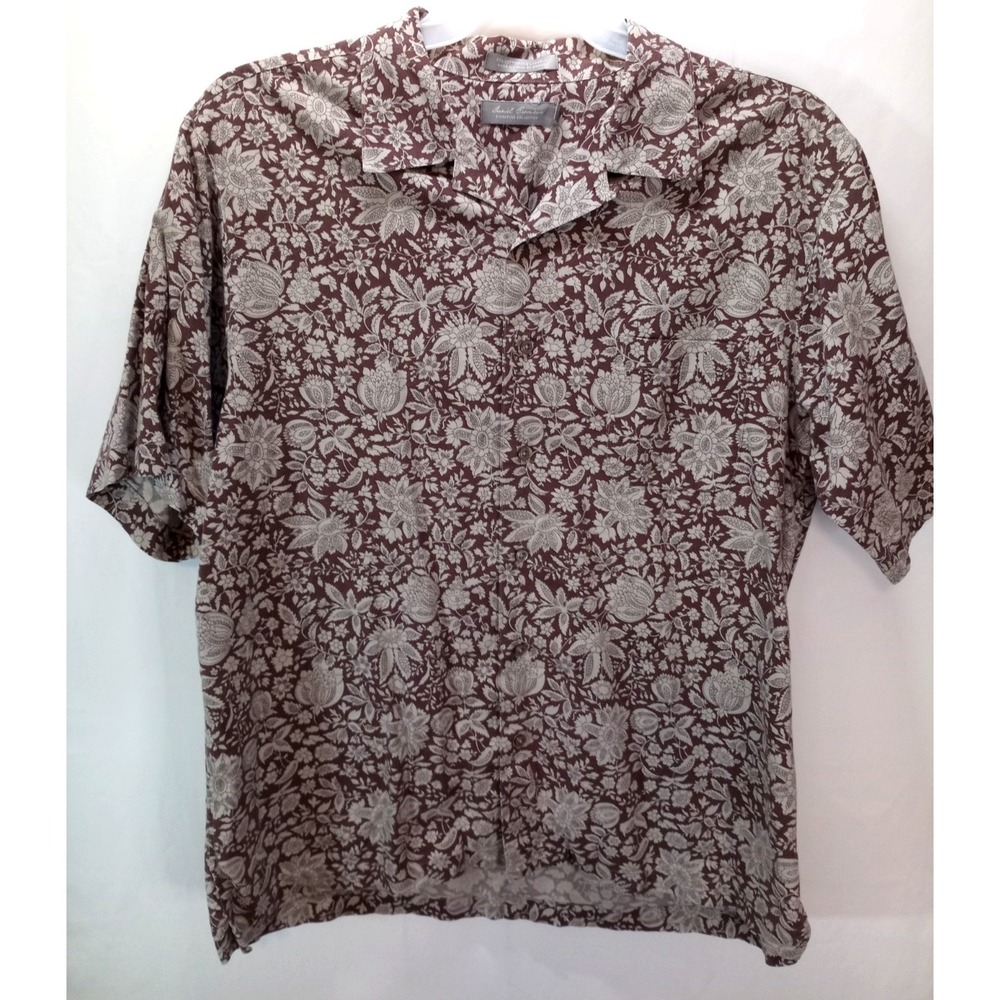 Daniel Cremieux Signature‎ Men's Button Down Casual Shirt, Large, Brown Floral